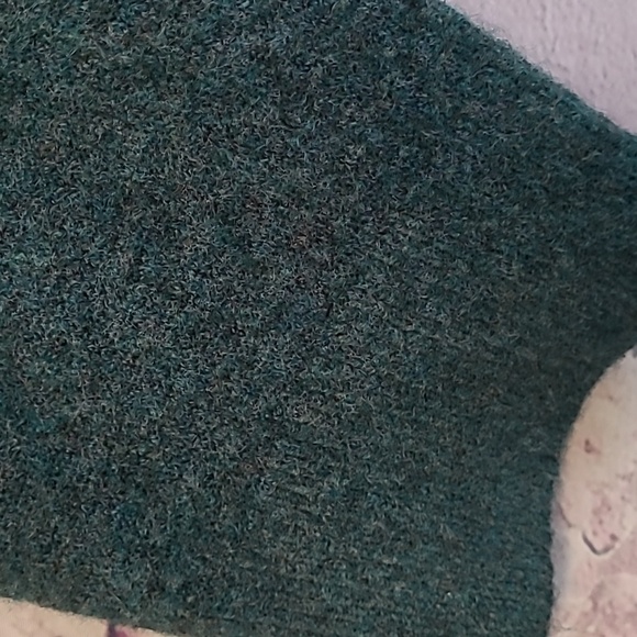 NATURAL LIFE DEEP SPECKLED GREEN HIPPIE DAISY PRINTED WOOL BLEND SWEATER XL - Picture 10 of 15